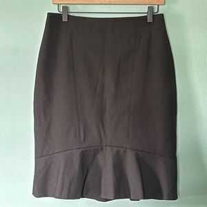 White House Black Market Flounce-Hem Black Pencil Skirt Size 6
